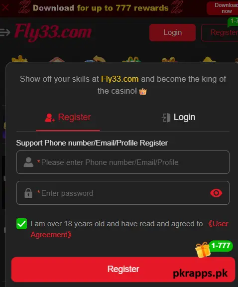 fly33 App register