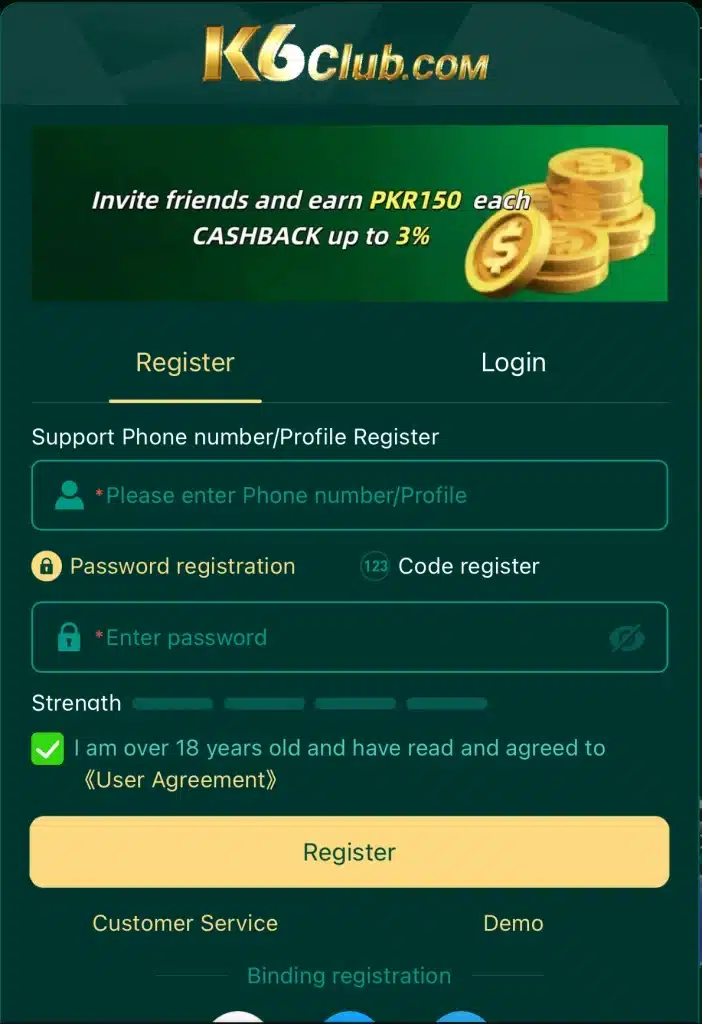 k6 club game register