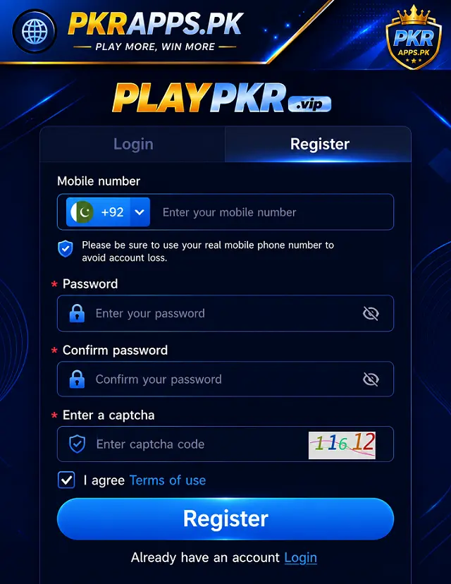 PlayPKR VIP register